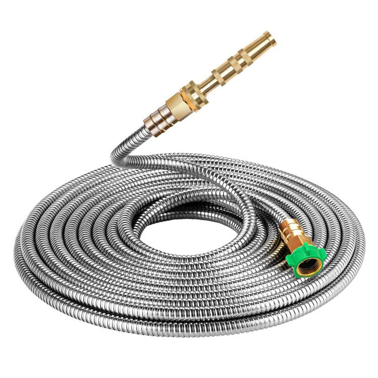 Flexible Stainless Steel Garden Hose with Brass Spray Nozzle