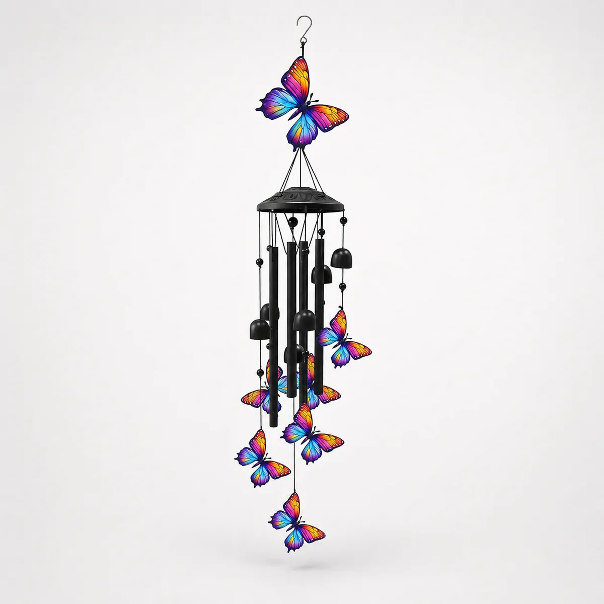 Rainbow Hummingbird Wind Chime, Colorful Aluminum Hanging Decor for Garden, Patio & Porch
