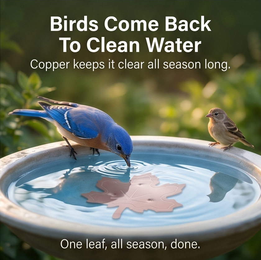 Pure Copper Leaf Bird Bath Purifier for Algae Control