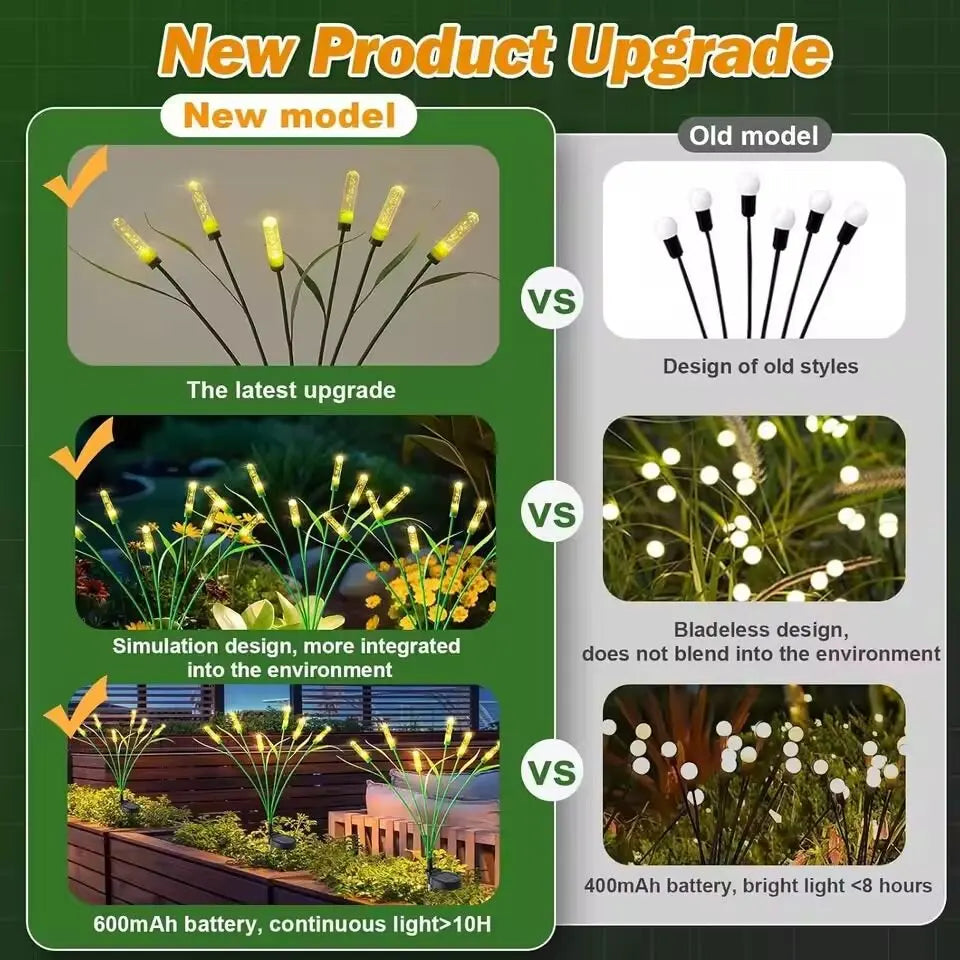 Solar Reed Garden Lights Swaying Outdoor Pathway Lamps