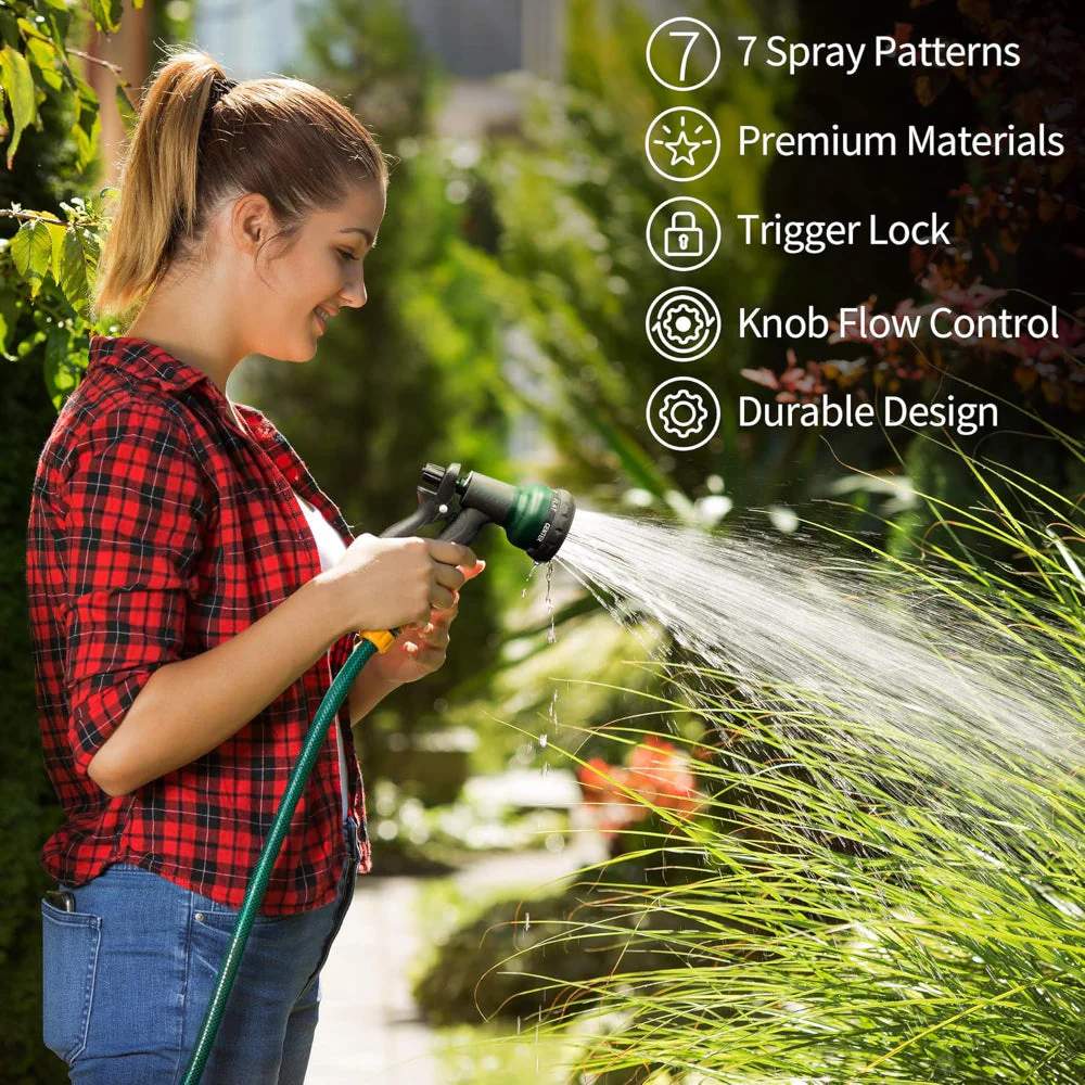 7 Way Adjustable Garden Hose Spray Nozzle - 7 Watering Patterns