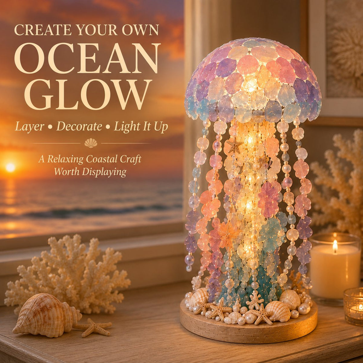 Beginner-Friendly DIY Glowing Sea Glass-Style Ocean Art Kit Collection