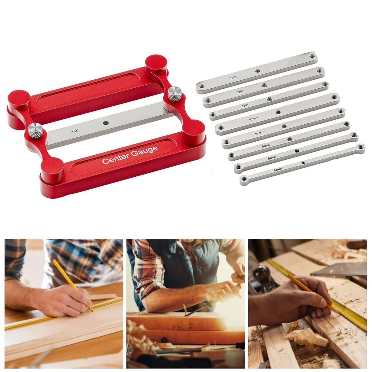 Stainless steel center marking gauge tool set for woodworking projects and precise measurements