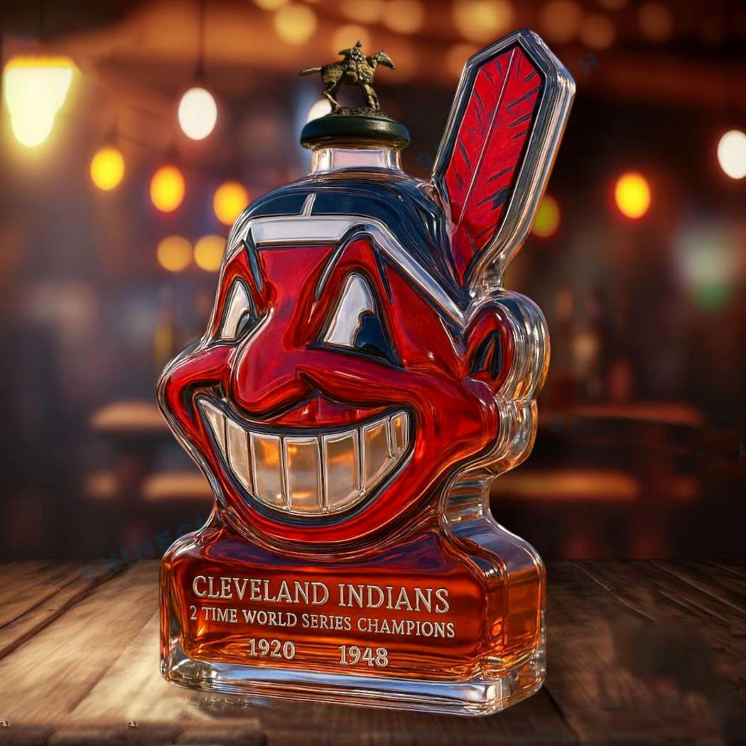 Cleveland Indians Team Honor Whiskey Bottle