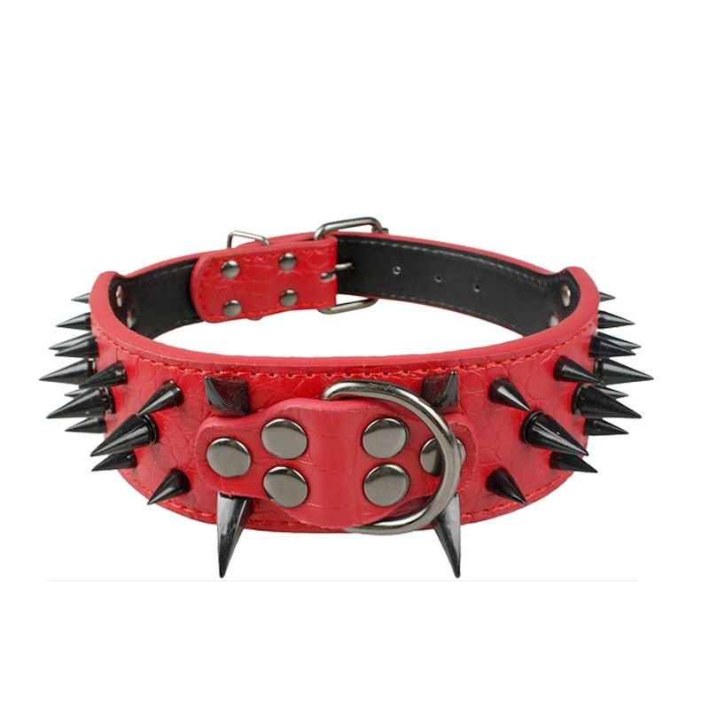 Spiked Dog Collar for Large Breeds Leather Adjustable