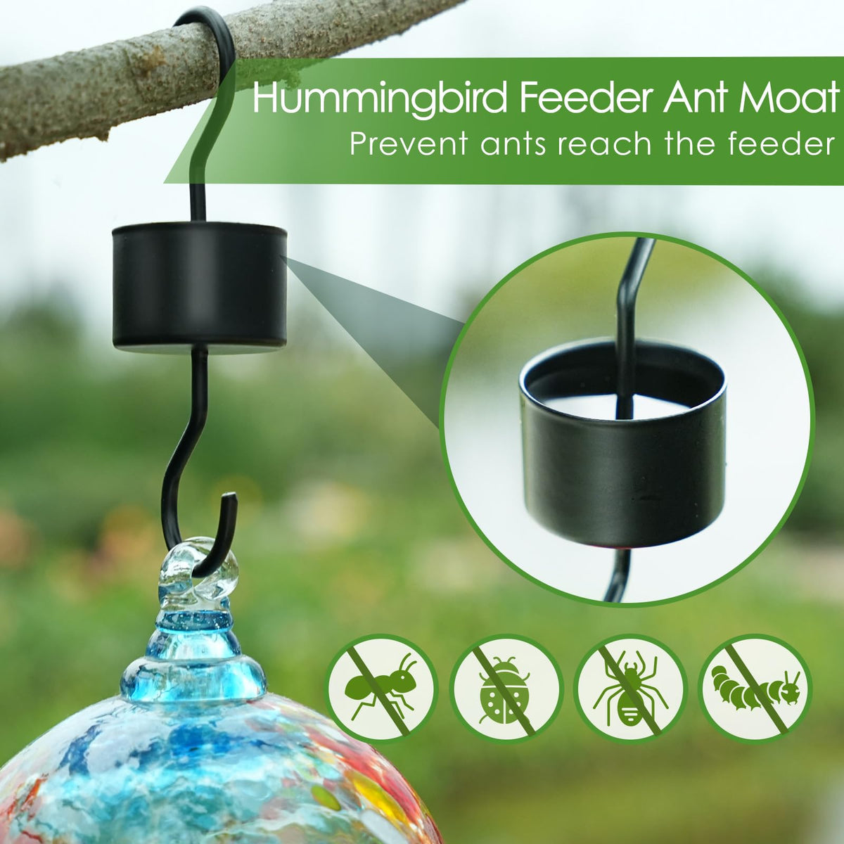2 Pcs Metal Ant Moat for Hummingbird Feeder