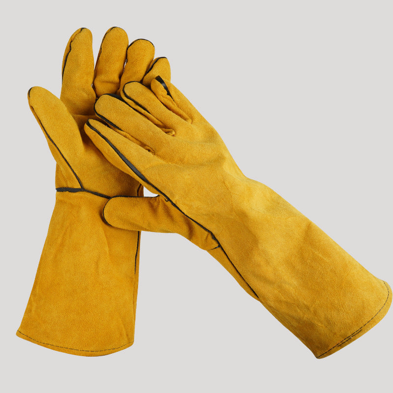 Leather BBQ Gloves Heat Resistant Cowhide Grill Gloves