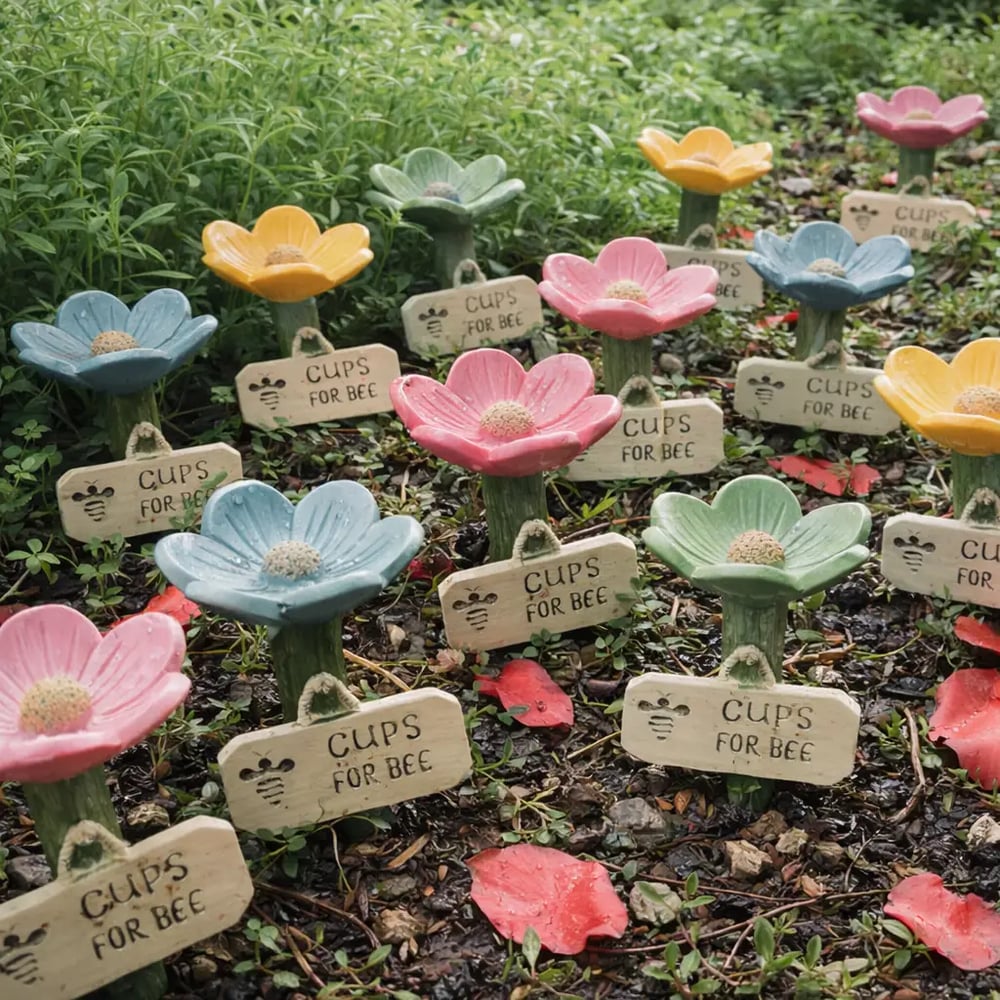 Flower Shaped Bee Watering Station for Garden and Outdoor Use