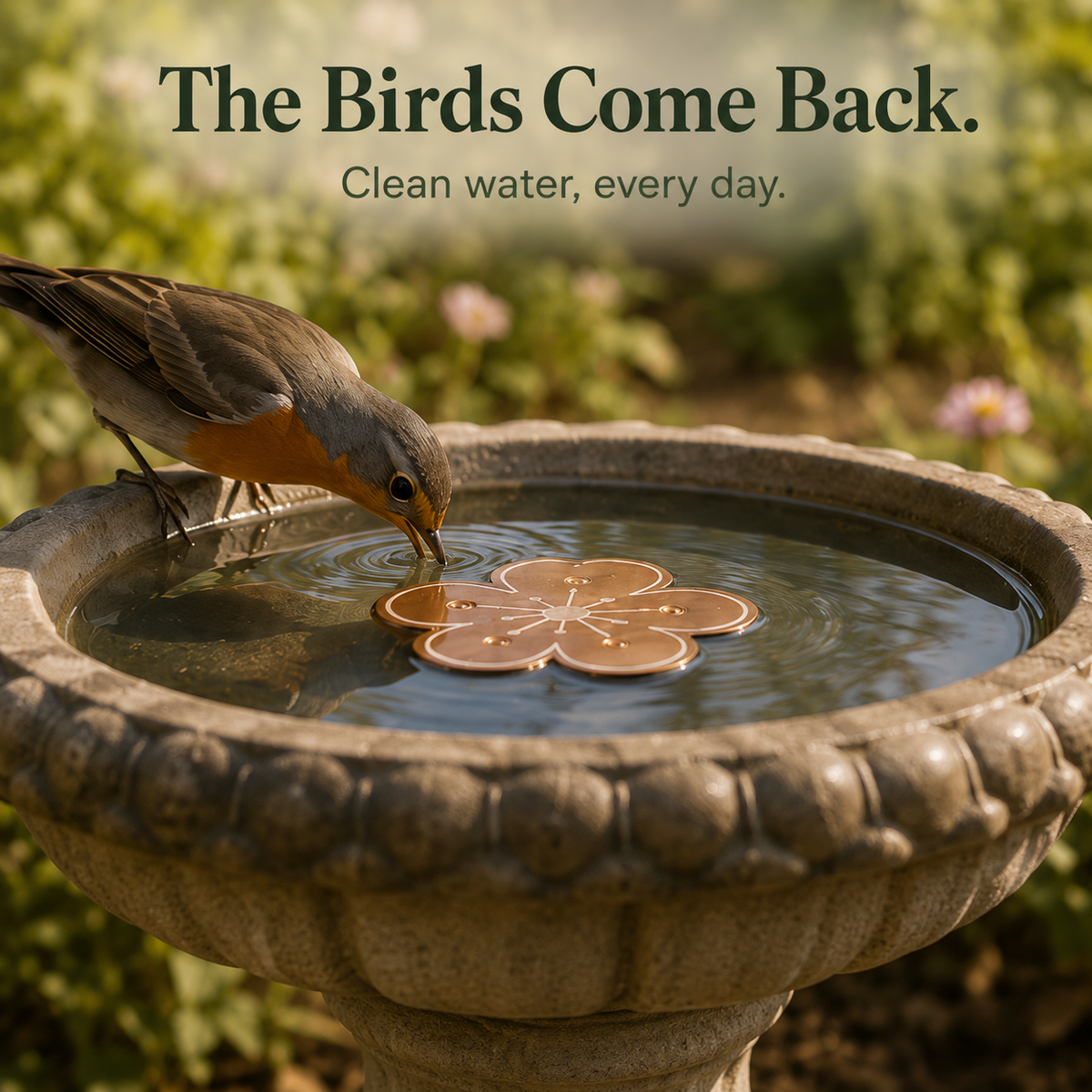 Copper Bird Bath Algae Control Disc for Cleaner Water