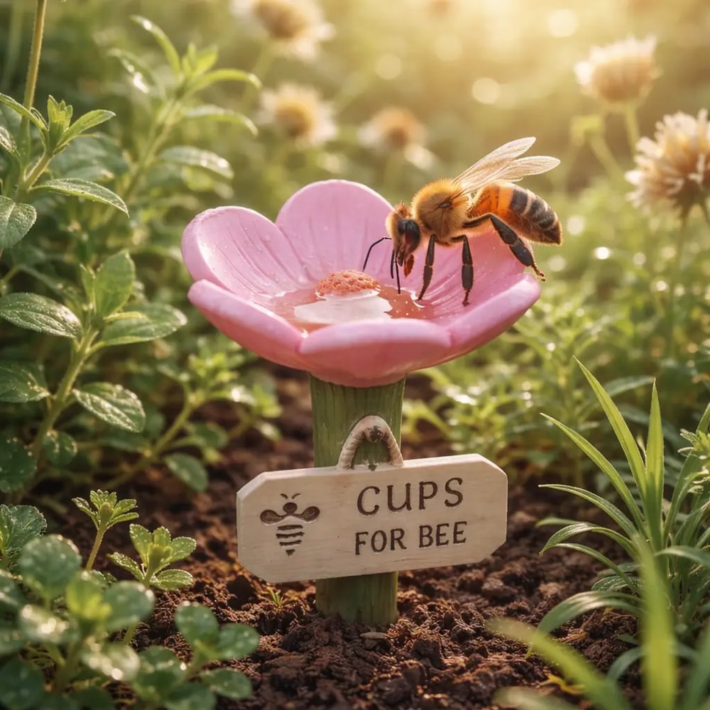 Flower Shaped Bee Watering Station for Garden and Outdoor Use
