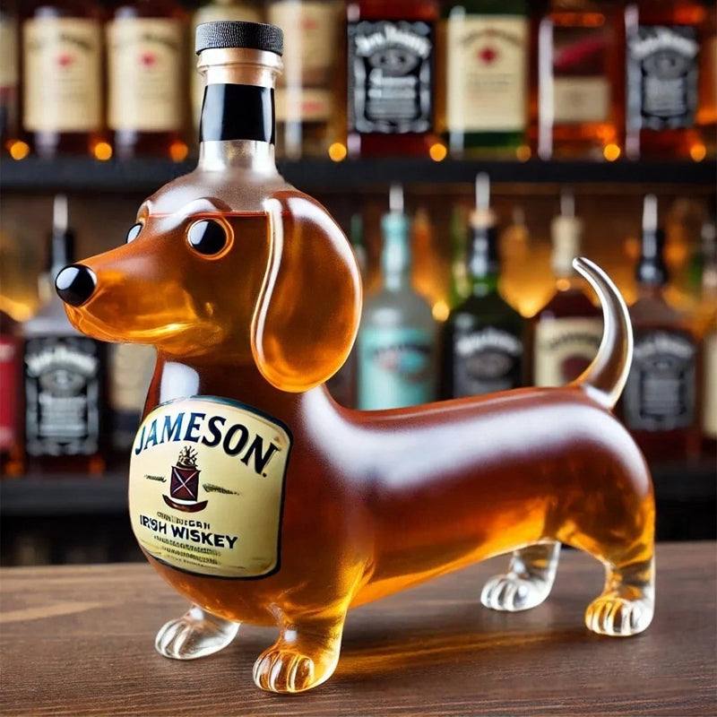 Dachshund Whiskey Lead Free Glass Bottle