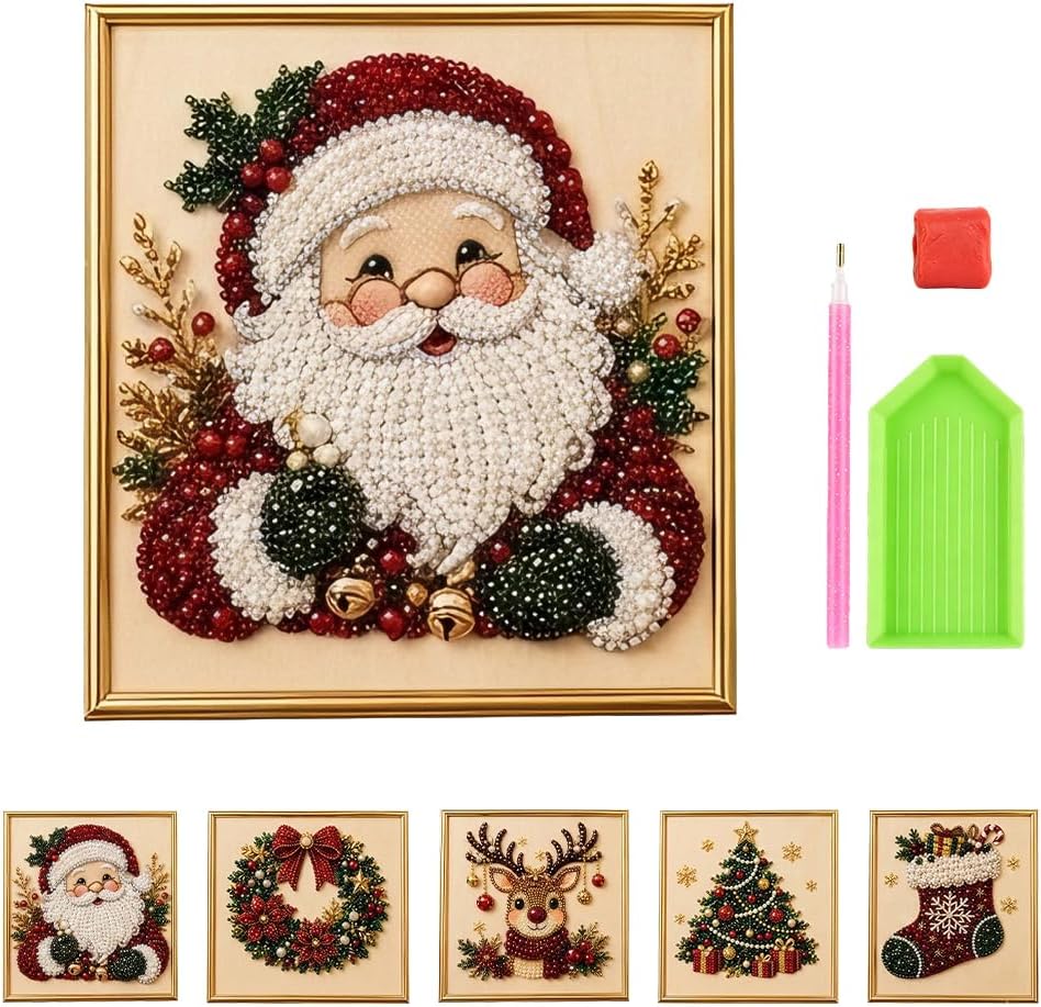 DIY Christmas Pearl Art Kit with Frame for Adults & Beginners