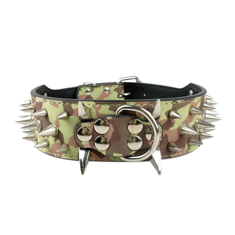 Spiked Dog Collar for Large Breeds Leather Adjustable