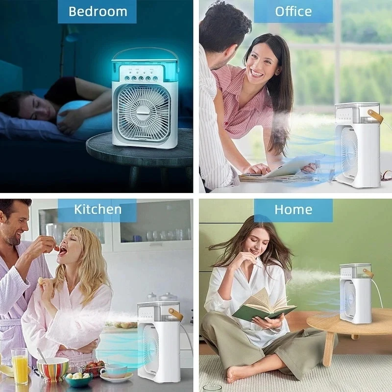 Mini Ice Misting Fan with Humidifier USB Rechargeable Desk Fan