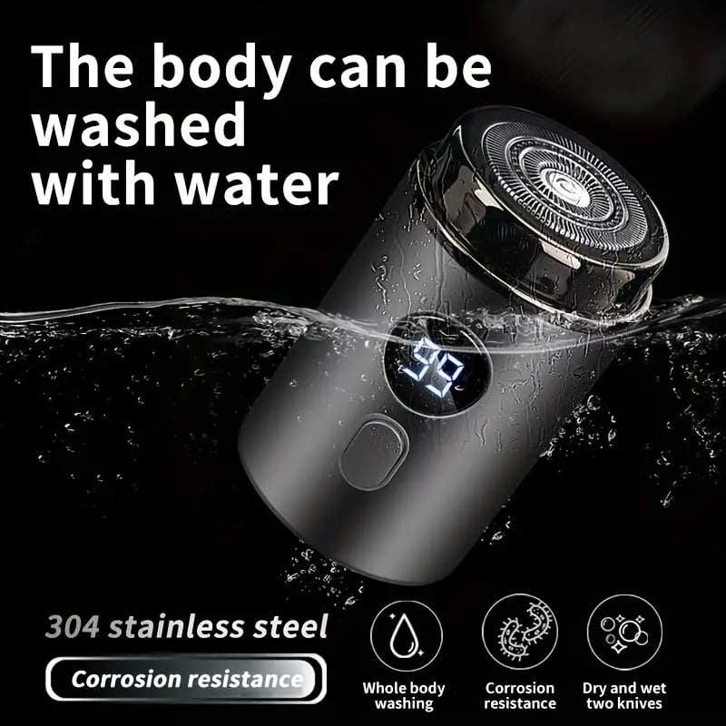 Mini Electric Razor — Portable waterproof grooming device with 15 blades
