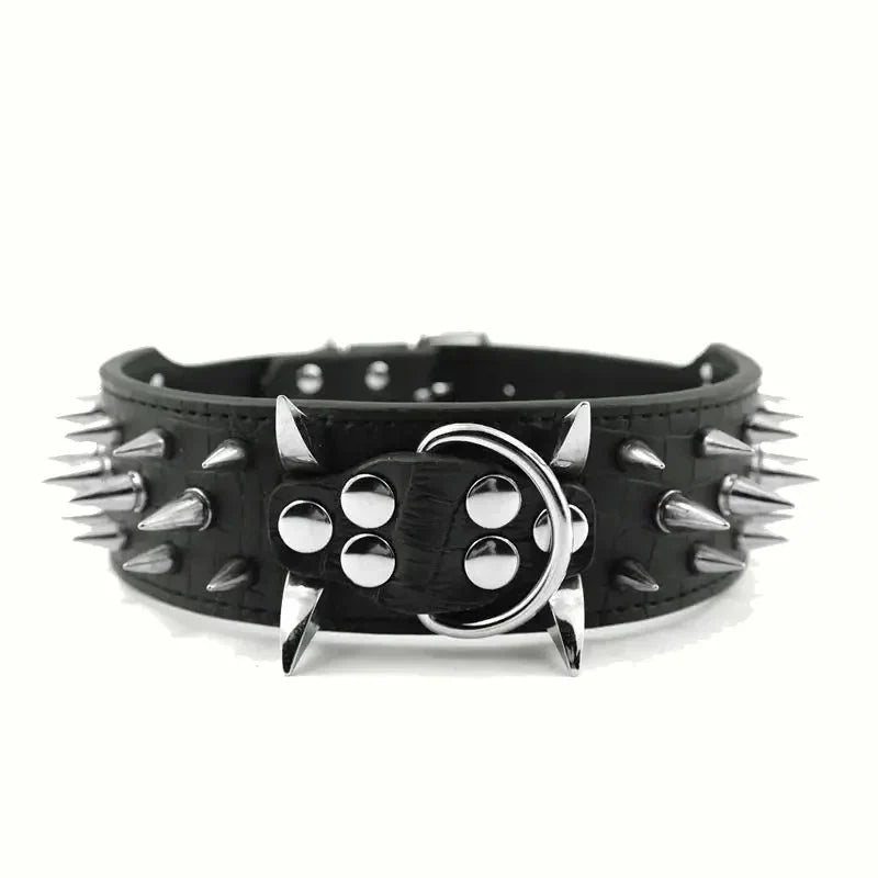 Spiked Dog Collar for Large Breeds Leather Adjustable