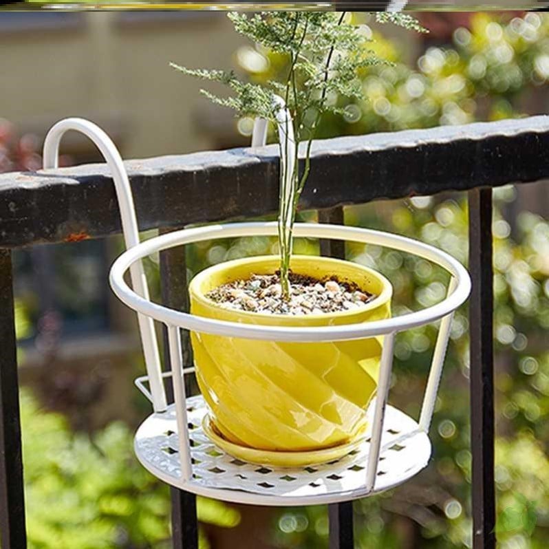 Metal Hanging Plant Basket for Balcony Railing and Fence