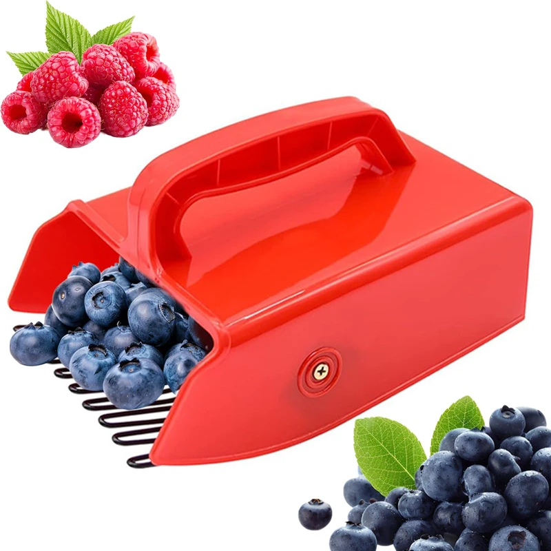 Handheld Berry Picker Comb – Blueberry & Blackberry Rake, Ergonomic Garden Tool (Red)