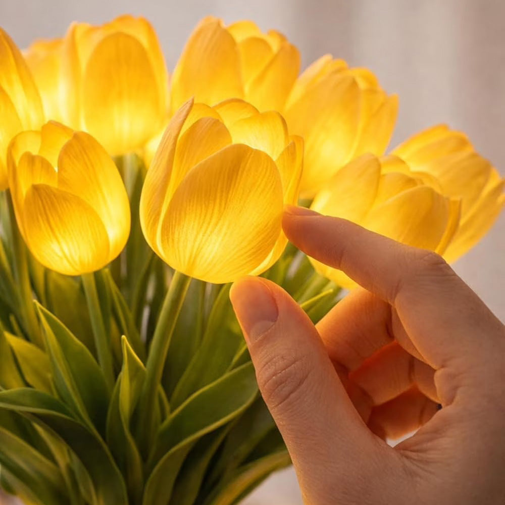 LED Tulip Light Bouquet with 15 Flowers, Romantic Home Decor Lamp