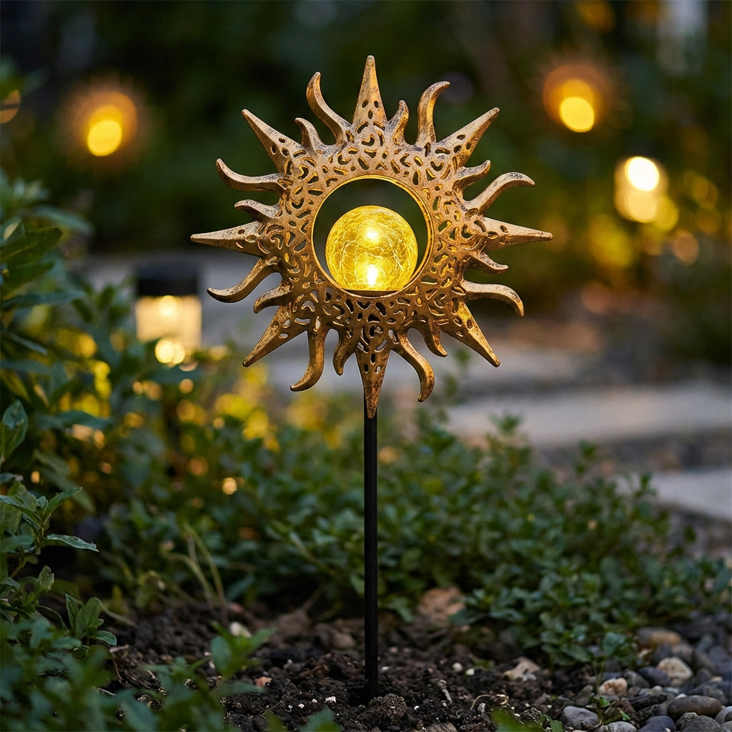 Solar Garden Stake Light with Decorative Pattern for Pathway and Yard