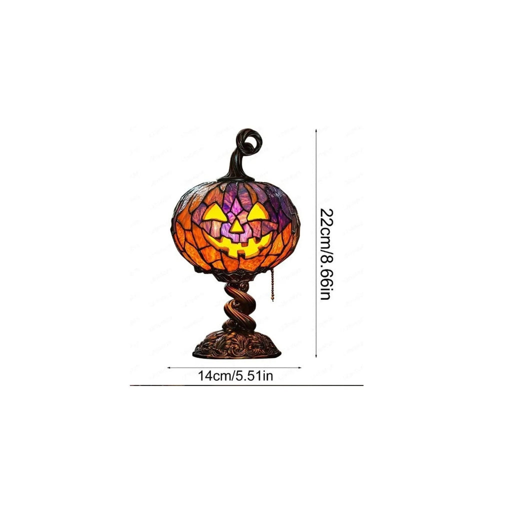 Halloween Stained Glass Pumpkin Table Lamp USB Rechargeable