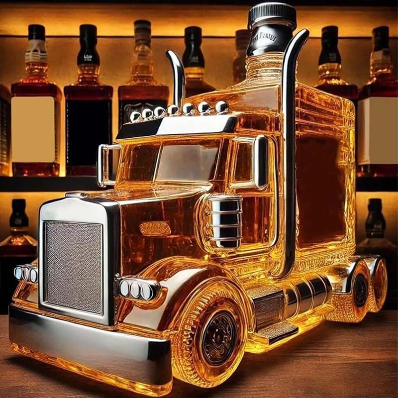 Truck Shape Glass Whiskey Bottle