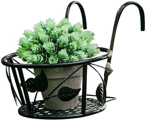 Metal Hanging Plant Basket for Balcony Railing and Fence