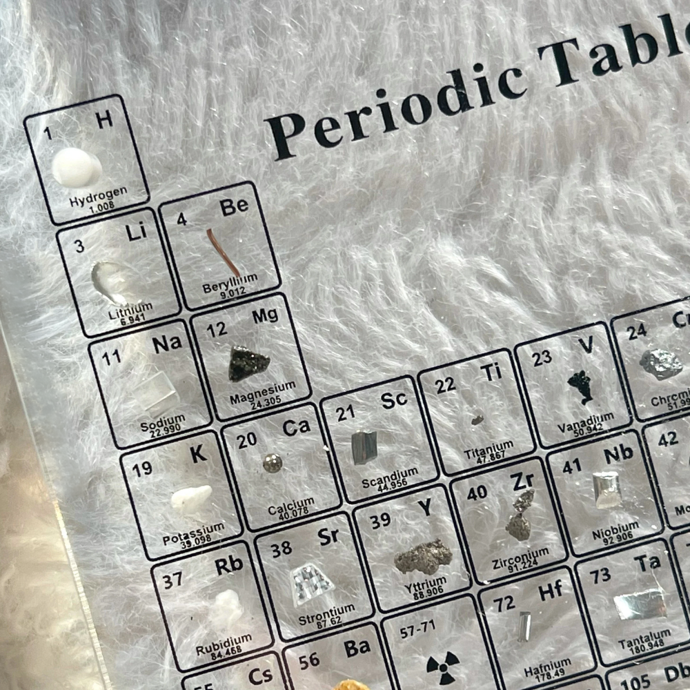 Illuminated Periodic Table with Real Elements and LED Display Base