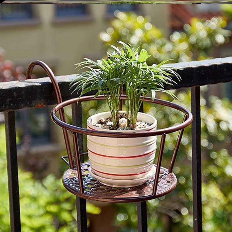 Metal Hanging Plant Basket for Balcony Railing and Fence