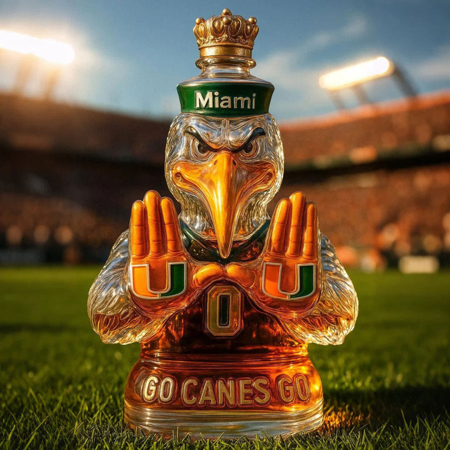 Miami Hurricanes Go Canes Go Whiskey Bottle