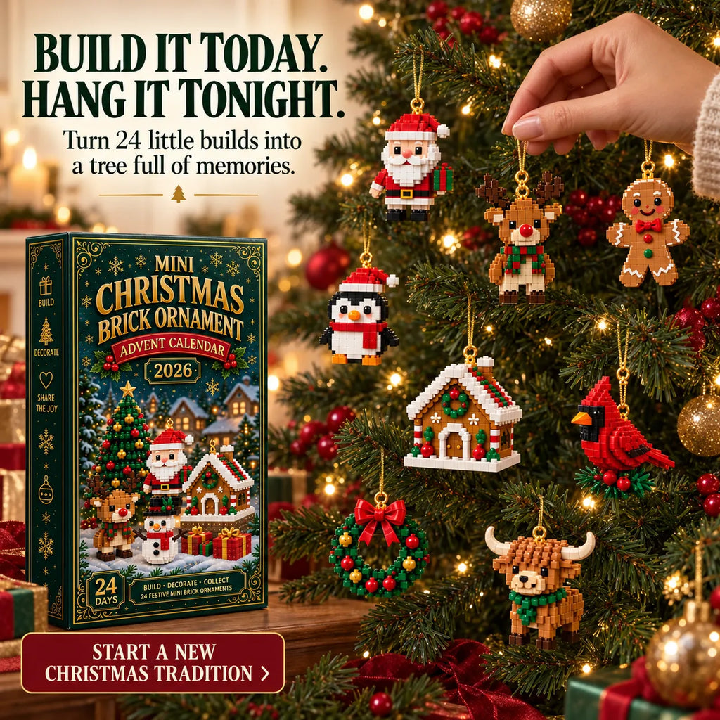 Build & Hang Christmas Countdown – 24 Mini Holiday Brick Ornaments