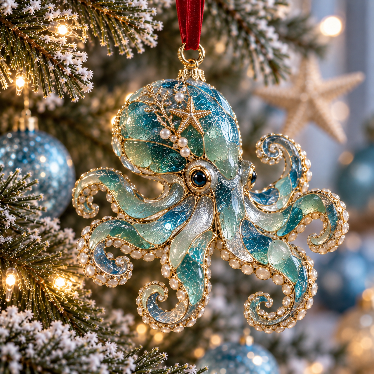 Sea Glass Ocean Christmas Ornaments