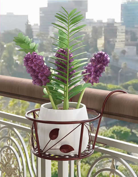 Metal Hanging Plant Basket for Balcony Railing and Fence