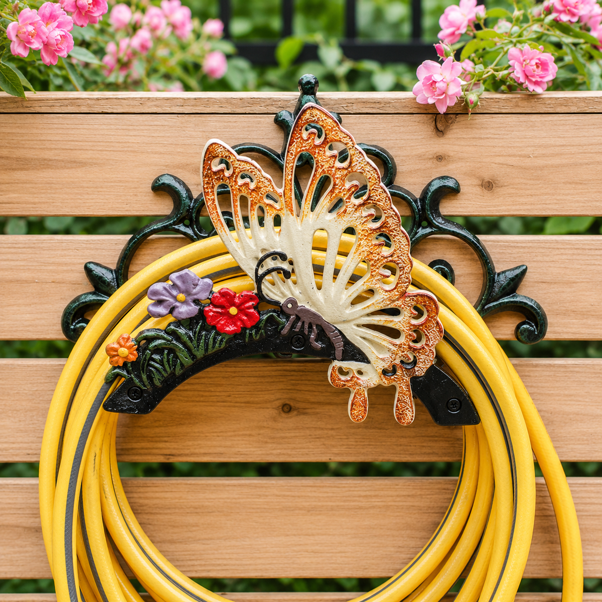 Decorative Cast Iron Garden Hose Holder Wall Mounted Outdoor