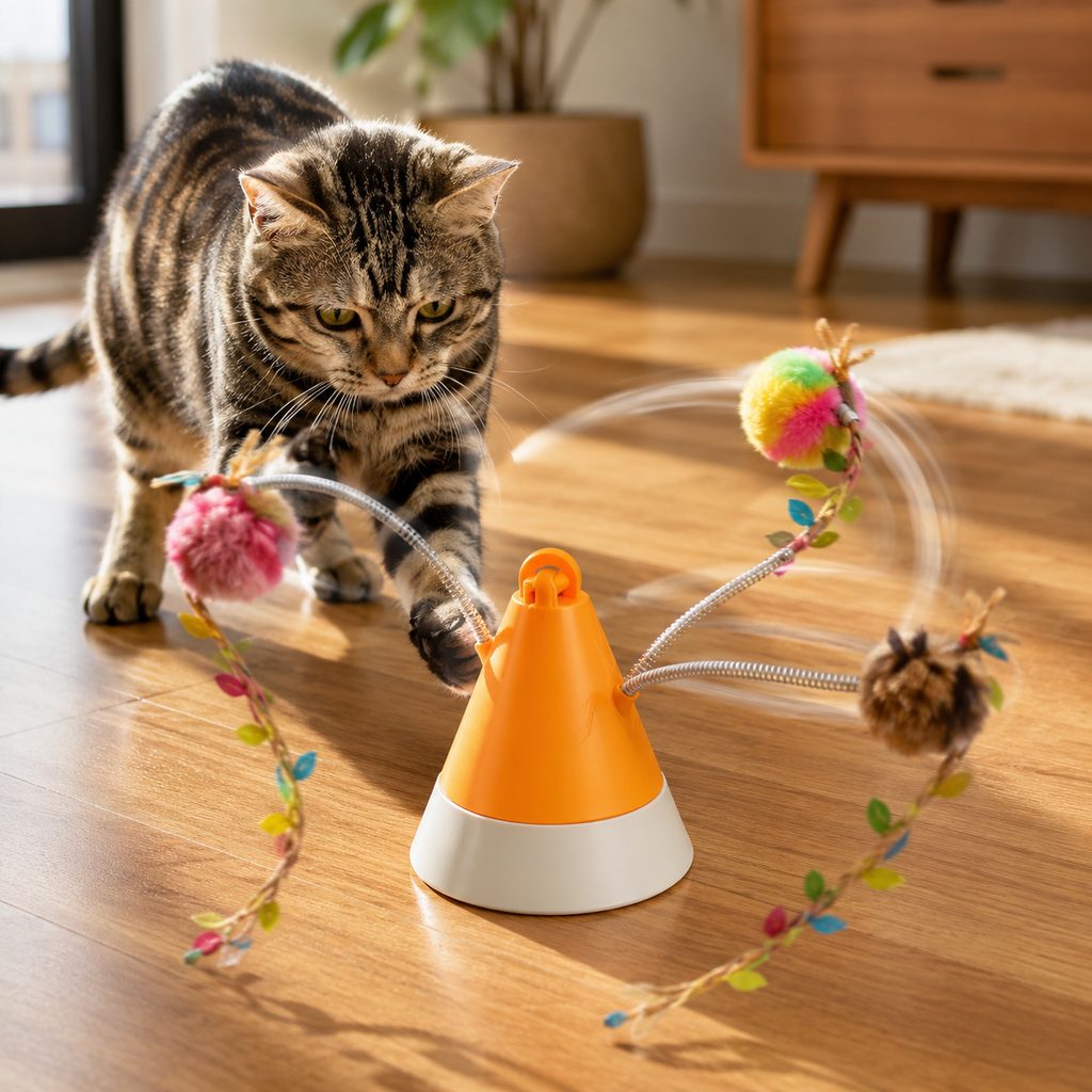 Maetiva MiaSpin 360 Magnetic Rotating Cat Teaser Toy for Indoor Cats - USB-C Hands-Free Play to Beat Boredom