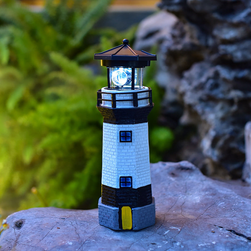 Solar Powered Rotating Lighthouse Garden Light for Outdoor Decor