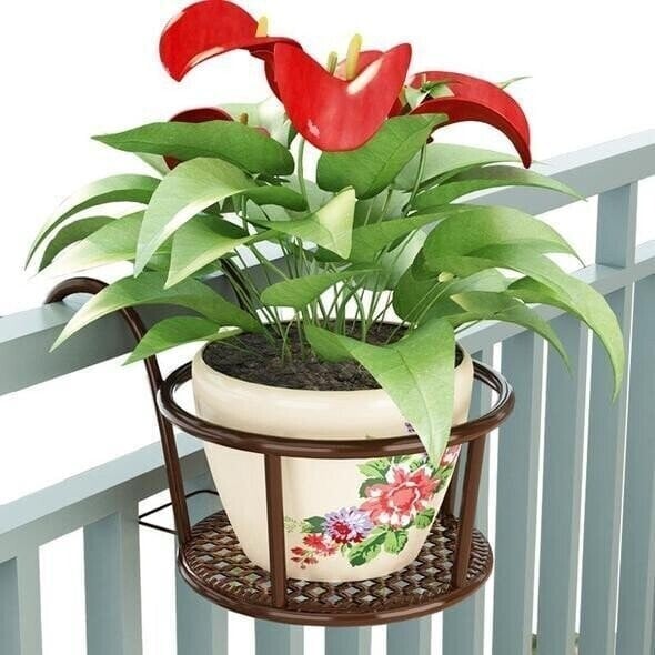 Metal Hanging Plant Basket for Balcony Railing and Fence