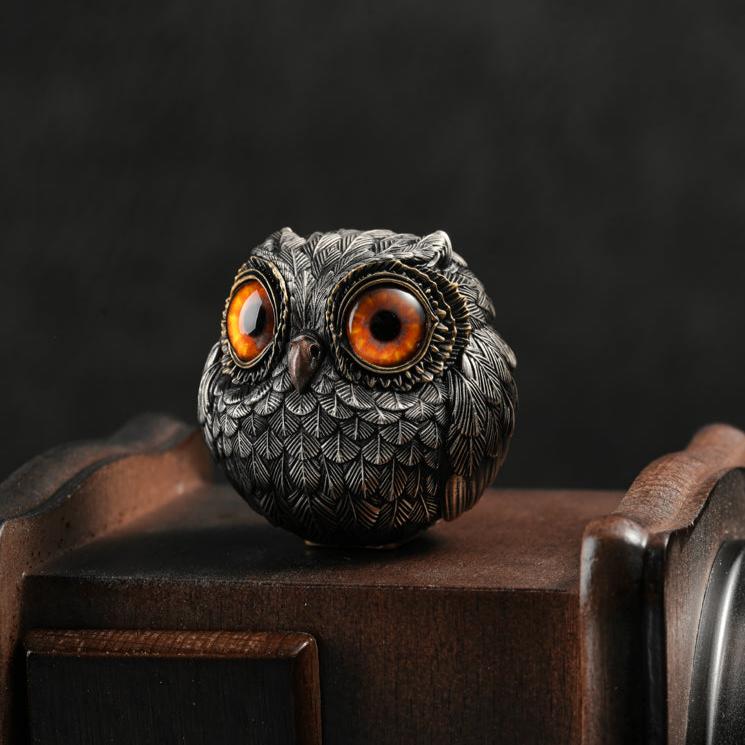 Bronze Owl Figurine for Shelf Desk Home Decor