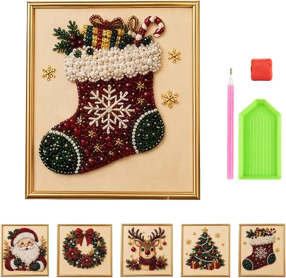 DIY Christmas Pearl Art Kit with Frame for Adults & Beginners