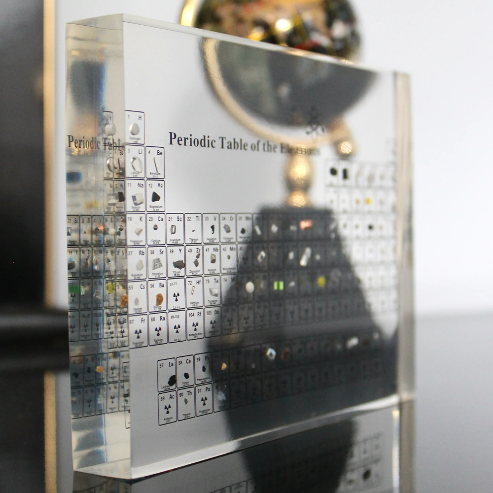 Illuminated Periodic Table with Real Elements and LED Display Base