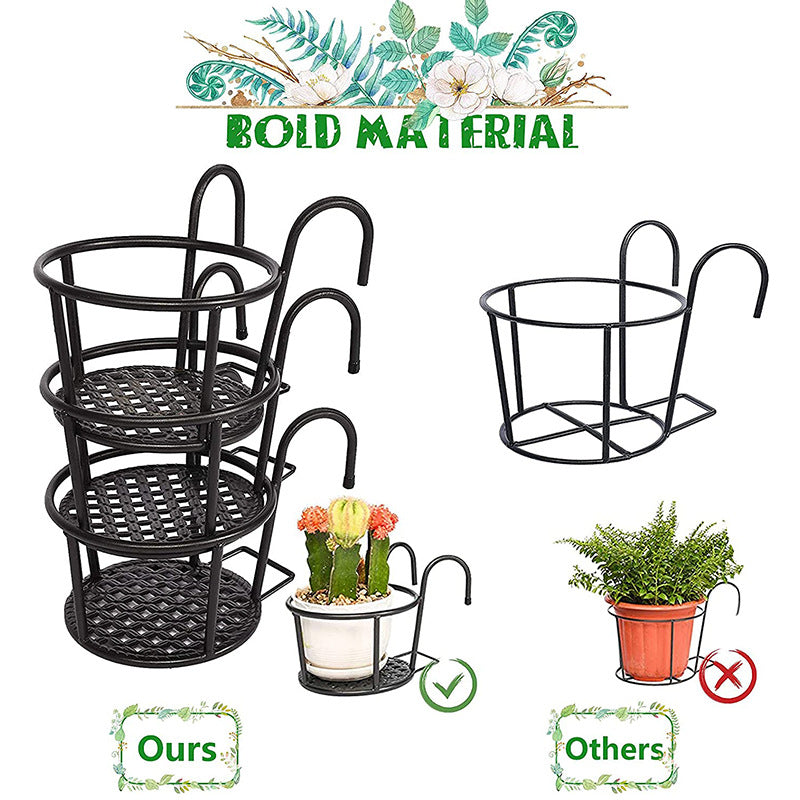 Metal Hanging Plant Basket for Balcony Railing and Fence