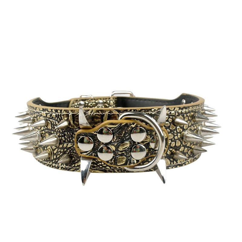 Spiked Dog Collar for Large Breeds Leather Adjustable