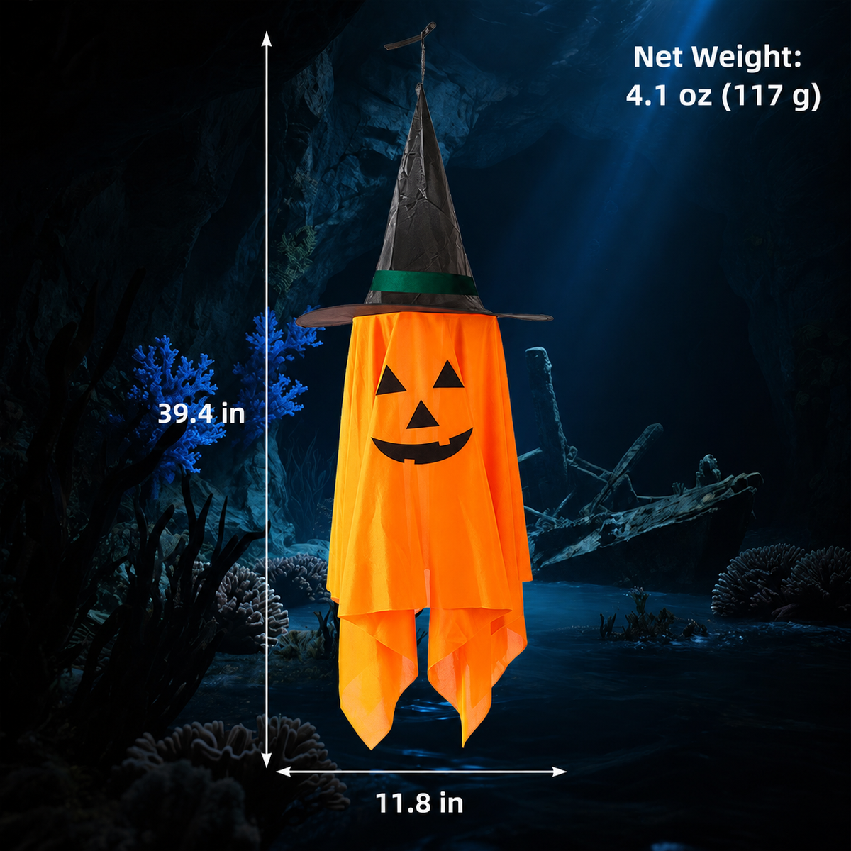 2-Pack Outdoor Halloween Pumpkin Ghost Hanging Decorations for Porch & Yard