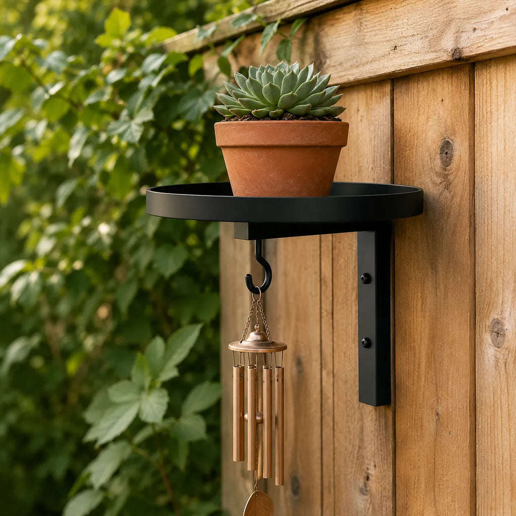 Wall Mounted Bird Bath, 4-in-1 Outdoor Garden Bracket with Feeder Hook