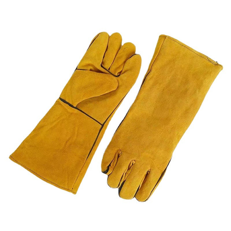 Leather BBQ Gloves Heat Resistant Cowhide Grill Gloves