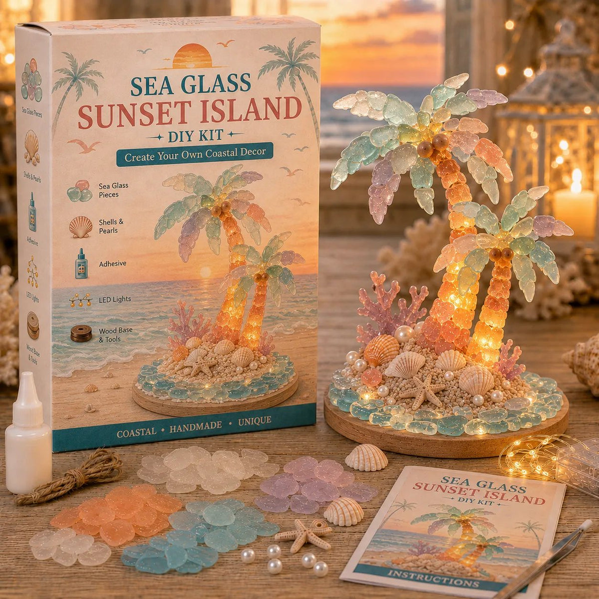 Beginner-Friendly DIY Glowing Sea Glass-Style Ocean Art Kit Collection