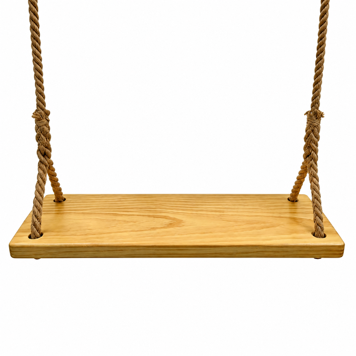 Solid Wood Swing Seat with Hemp Rope, Outdoor Tree Swing Kit