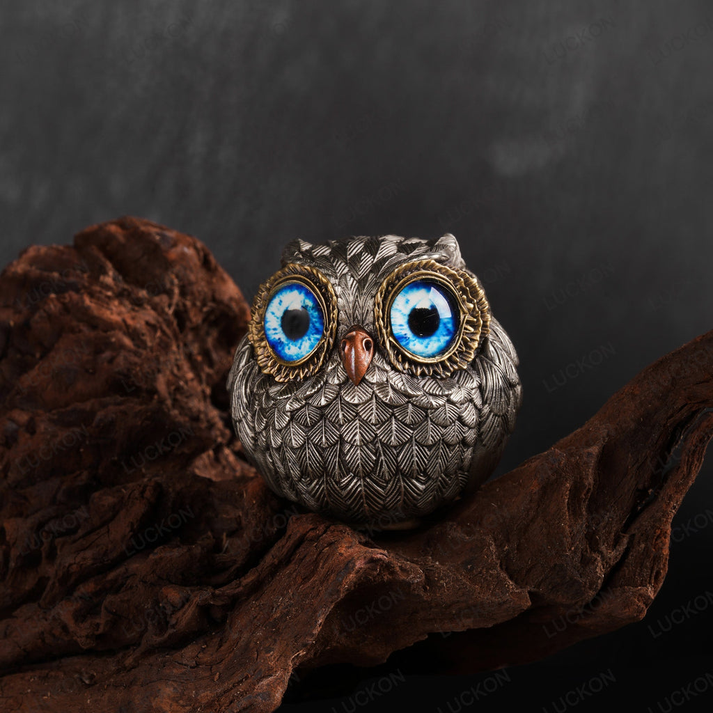 Bronze Owl Figurine for Shelf Desk Home Decor