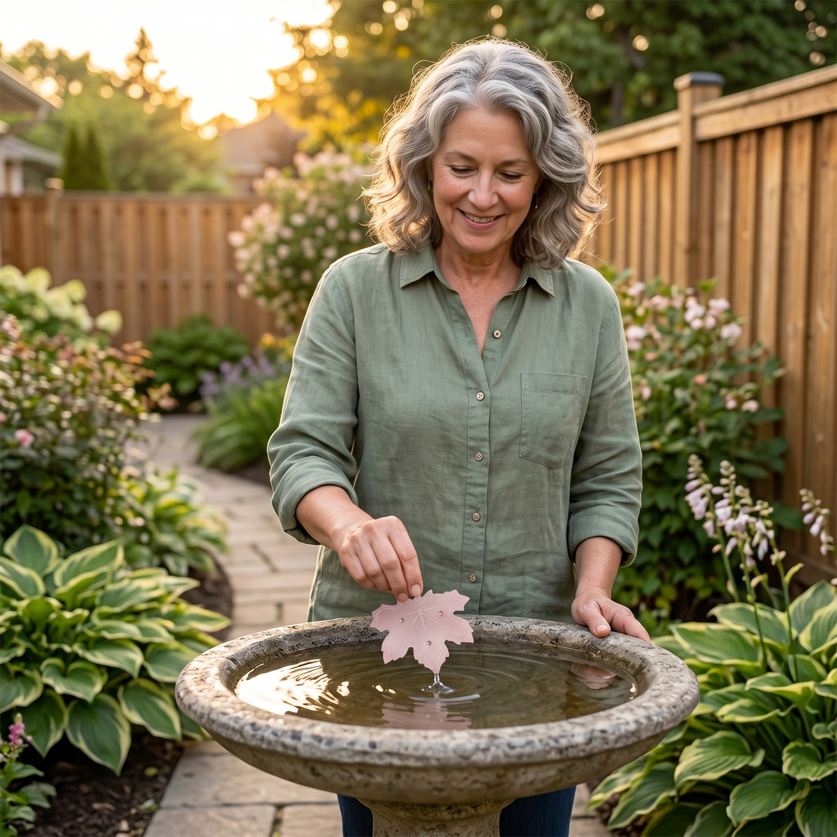 Pure Copper Leaf Bird Bath Purifier for Algae Control