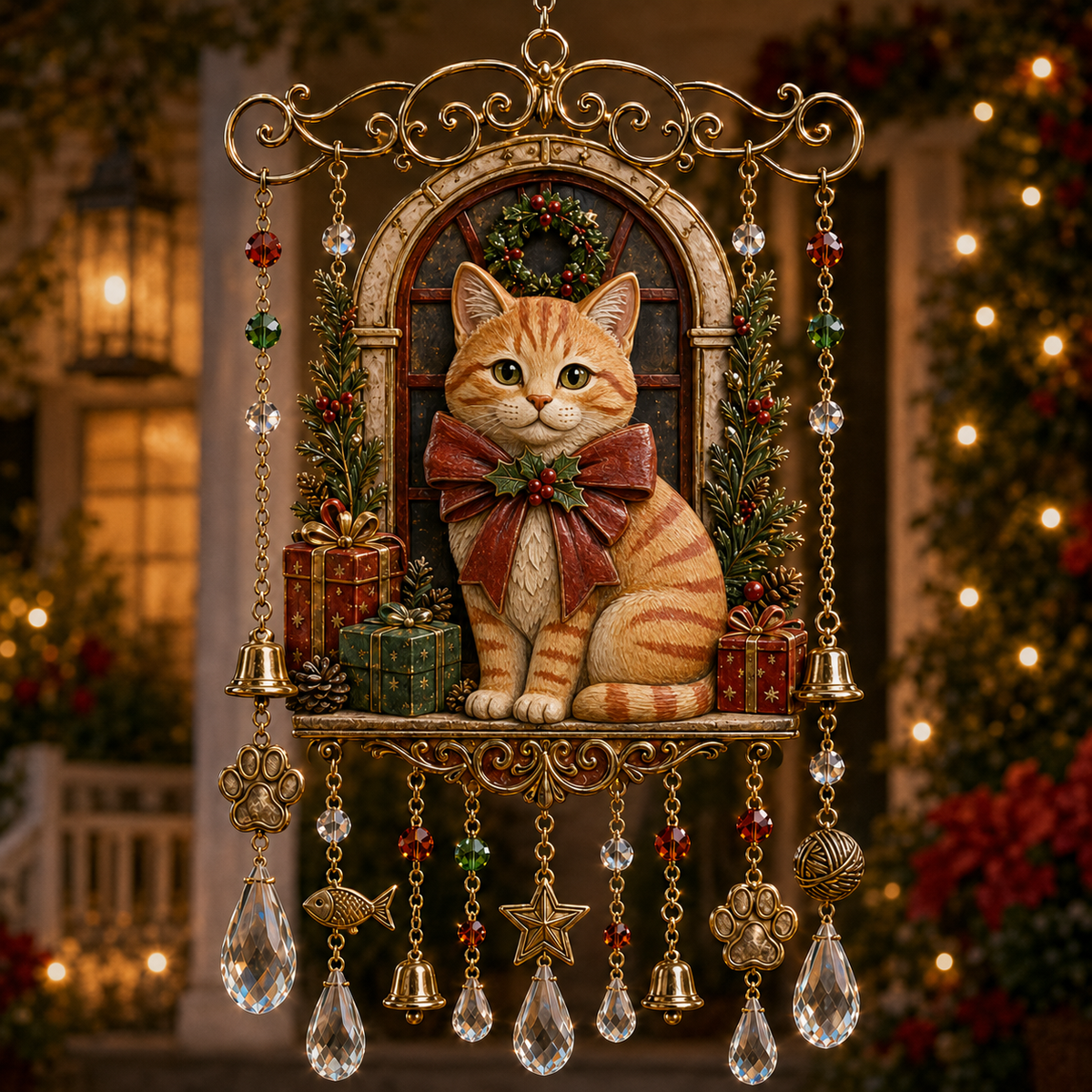 Christmas Crystal Wind Chime - 14 Festive Designs, 20 x 35 cm